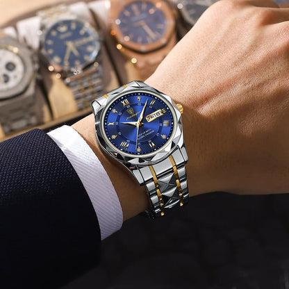 Waterproof Luxury Men’s Watch with Luminous Hands & Date