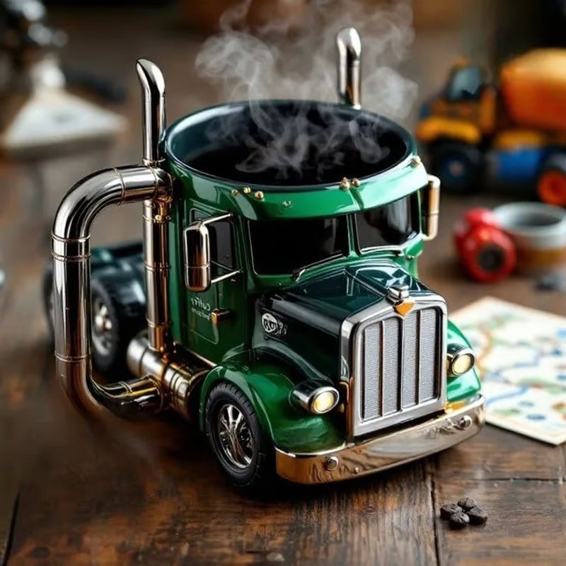 Luxury Ceramic Truck Coffee Mug – Handcrafted Driver Gift | 12–16oz in 6 Colours
