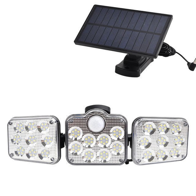 Solar LED Floodlight with Motion Sensor – 3-Head Outdoor Security Lighting for Garden, Driveway & Garage