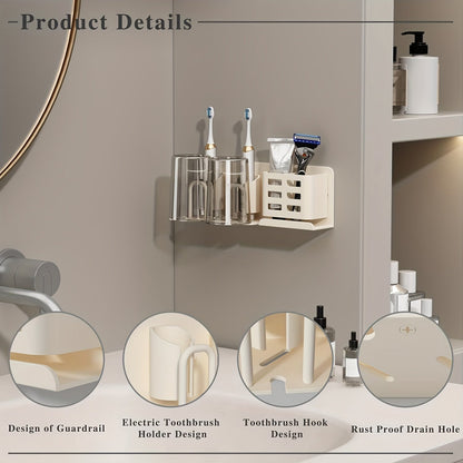 BristleHub Wall-Mounted Electric Toothbrush Holder – Aluminium Bathroom Organizer with Drainage Holes