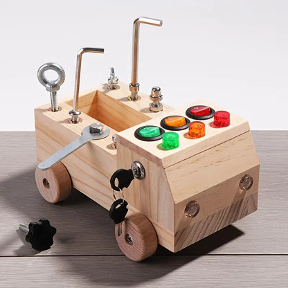 Montessori Busy Board – Interdraft Wooden Learning Toy for Fine Motor Skills & Cognitive Development (Ages 3–12)