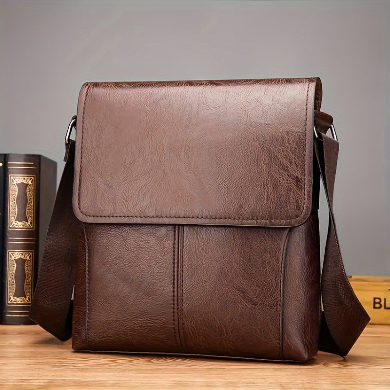 Vintage Luxe PU Leather Shoulder Bag – Men’s Crossbody Messenger Bag with Adjustable Strap