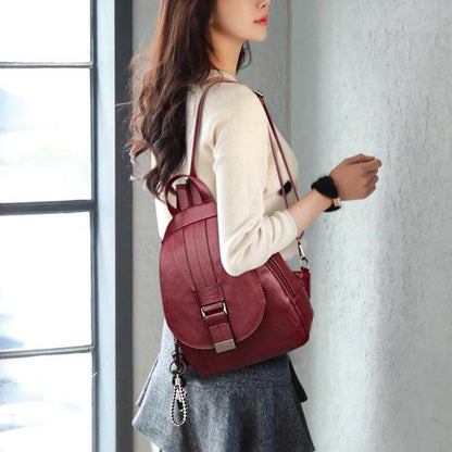 Marzen Anti-Theft Women’s Leather Backpack – Genuine Sheepskin Softback Bag with Secure Back Zipper