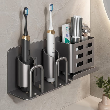 BristleHub Wall-Mounted Electric Toothbrush Holder – Aluminium Bathroom Organizer with Drainage Holes