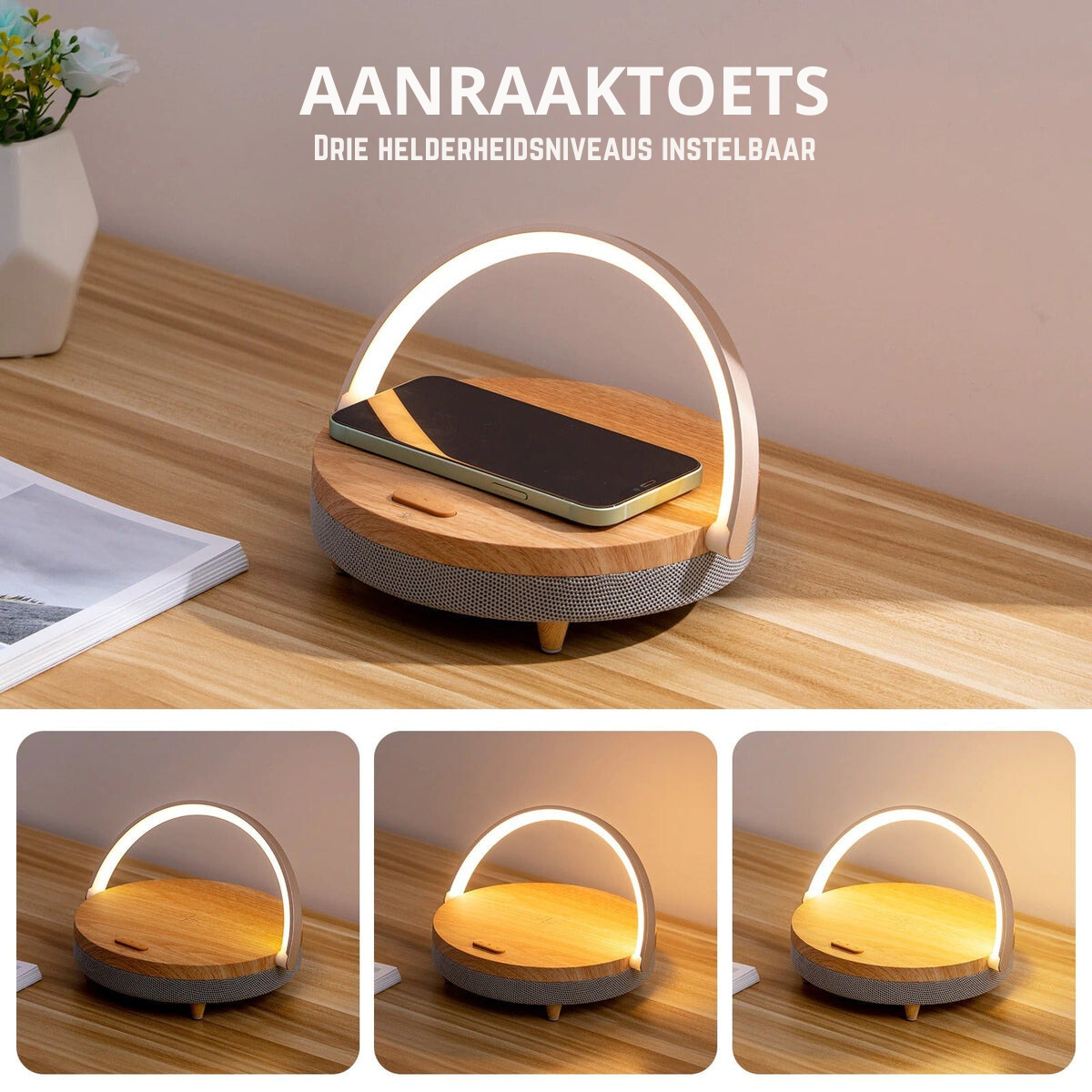 3-in-1 LED Lamp, Bluetooth Speaker & Wireless Charger | Smart Desk Light