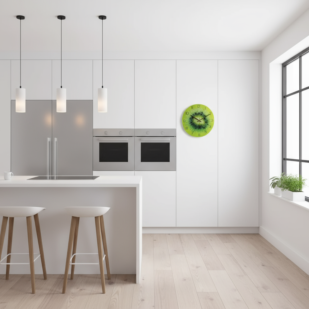 Modern Large Glass Wall Clock – Elegant Minimalist Design for Kitchen & Living Room