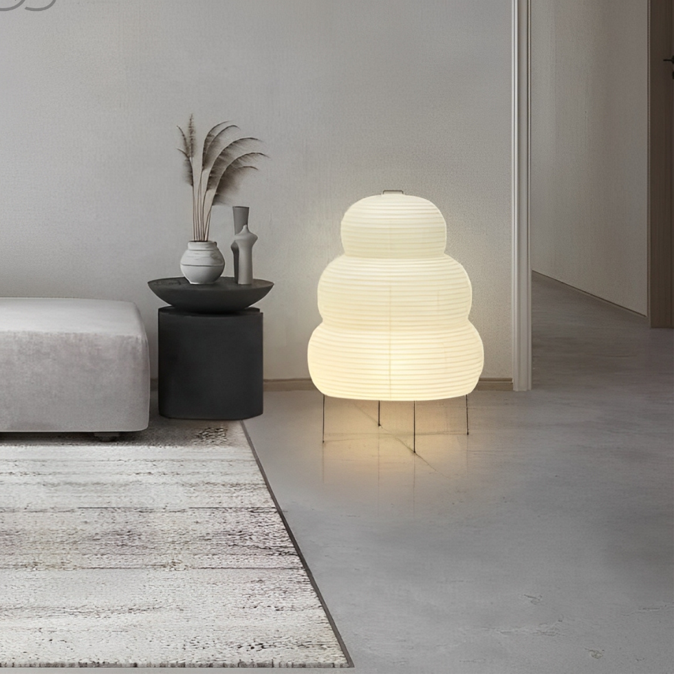 Zen Floor Lamp – Japanese Wabi-Sabi Style with 3-Mode Dimmable LED Light