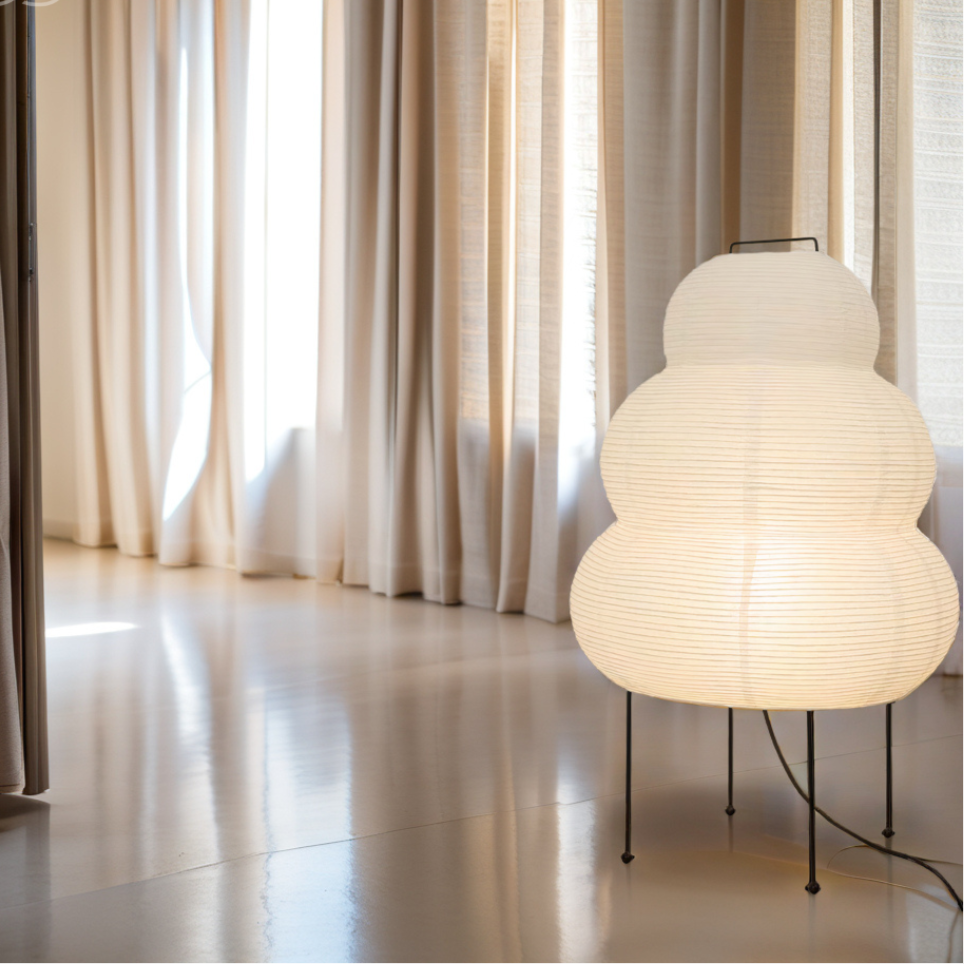 Zen Floor Lamp – Japanese Wabi-Sabi Style with 3-Mode Dimmable LED Light
