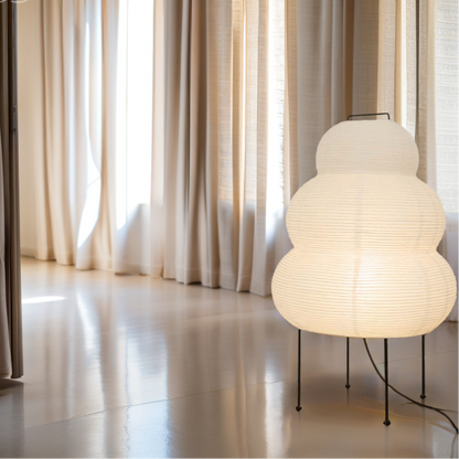 Zen Floor Lamp – Japanese Wabi-Sabi Style with 3-Mode Dimmable LED Light