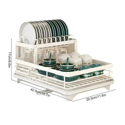 Adjustable Stainless Steel Dish Drying Rack – Space-Saving Kitchen Drainer for Plates, Glasses & Cutlery