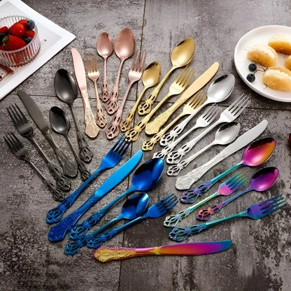 Aurique – 24-Piece Stainless Steel Cutlery Set with Elegant Engraving