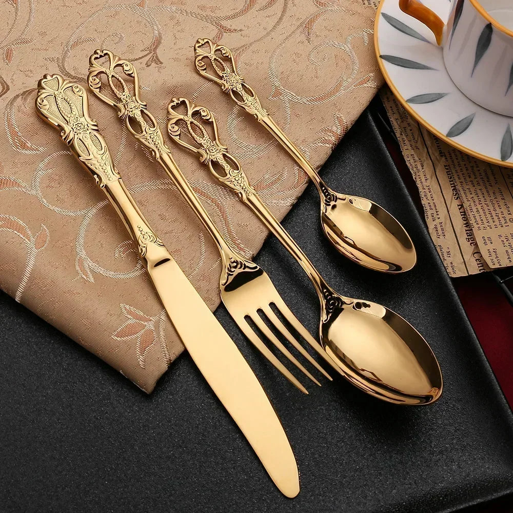 Aurique – 24-Piece Stainless Steel Cutlery Set with Elegant Engraving