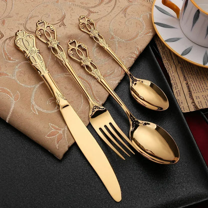 Aurique – 24-Piece Stainless Steel Cutlery Set with Elegant Engraving