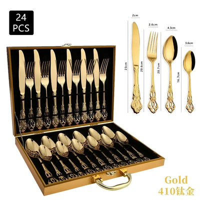 Aurique – 24-Piece Stainless Steel Cutlery Set with Elegant Engraving
