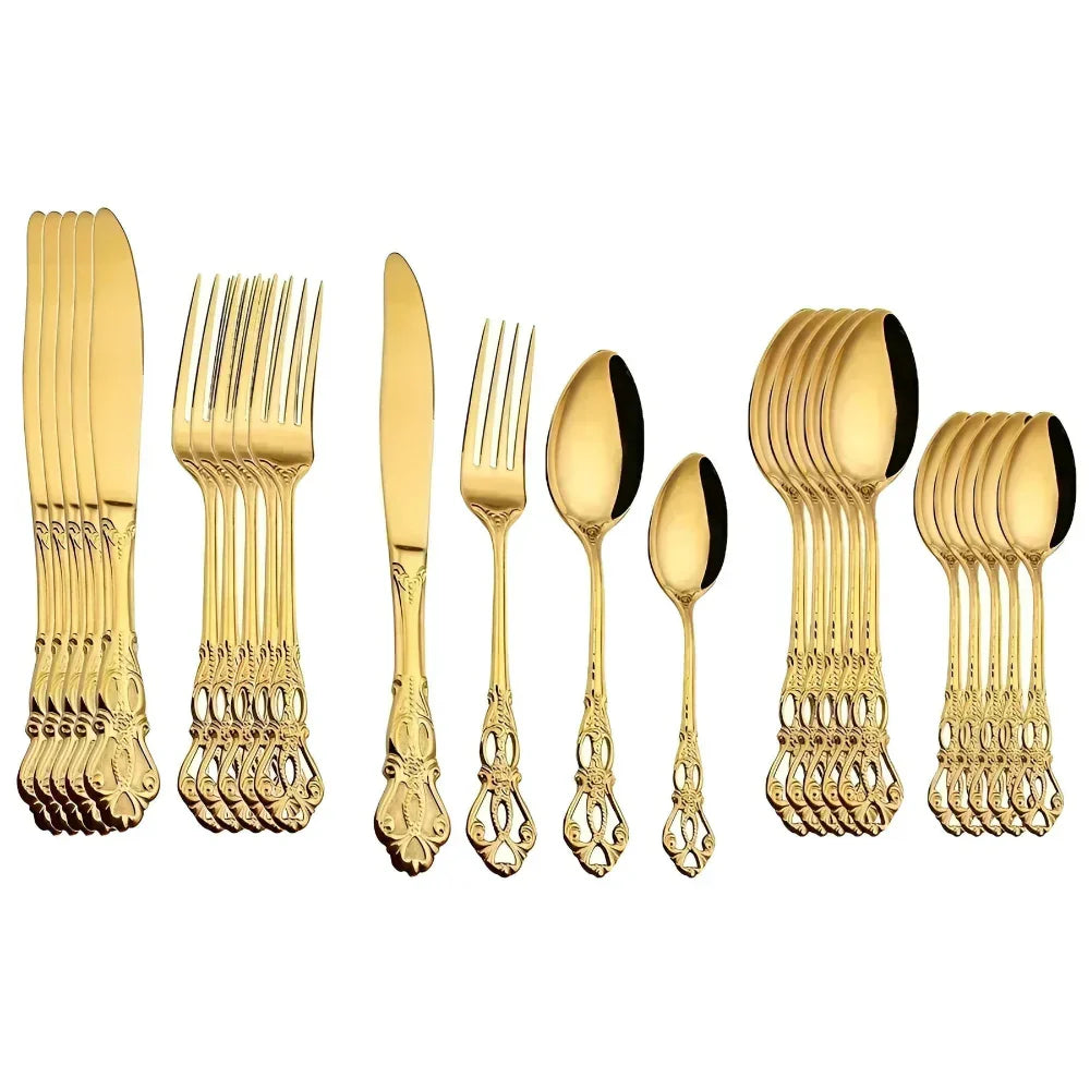 Aurique – 24-Piece Stainless Steel Cutlery Set with Elegant Engraving