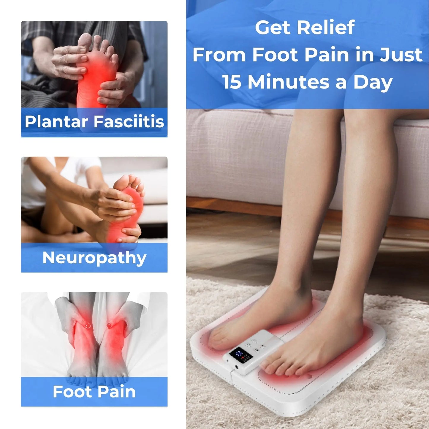 Foot Massager Mat with Heat & EMS Therapy