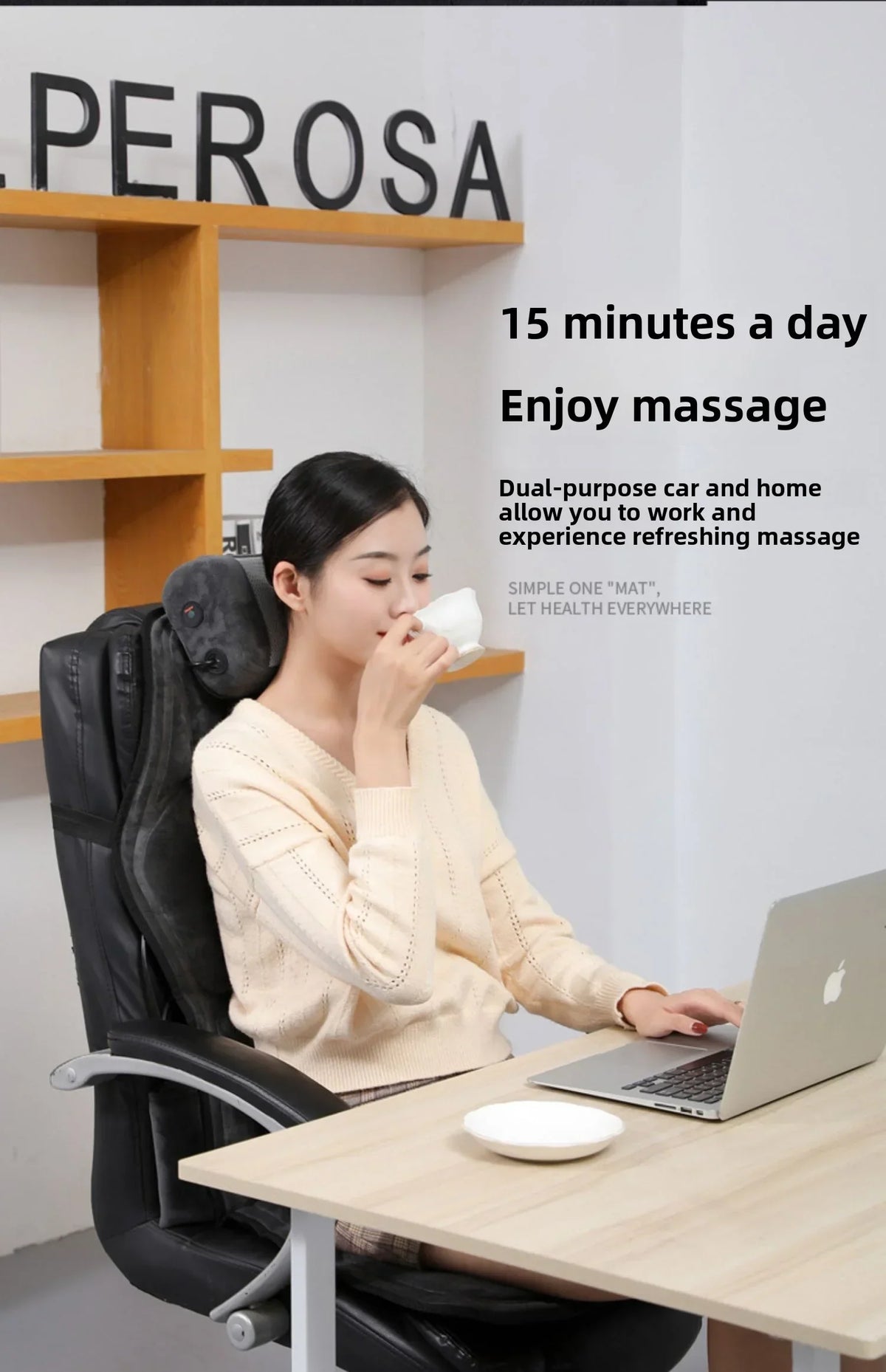 Shiatsu Full Body Back Massager with Heat & Adjustable Seat – Stress & Pain Relief Cushion