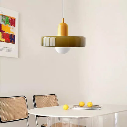 Coloured Glass Pendant Light – Elegant Bauhaus-Style Hanging Lamp for Living Room & Dining Area