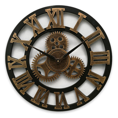 Retro Industrial Wall Clock – Decorative Wooden Gear Design for Home & Office