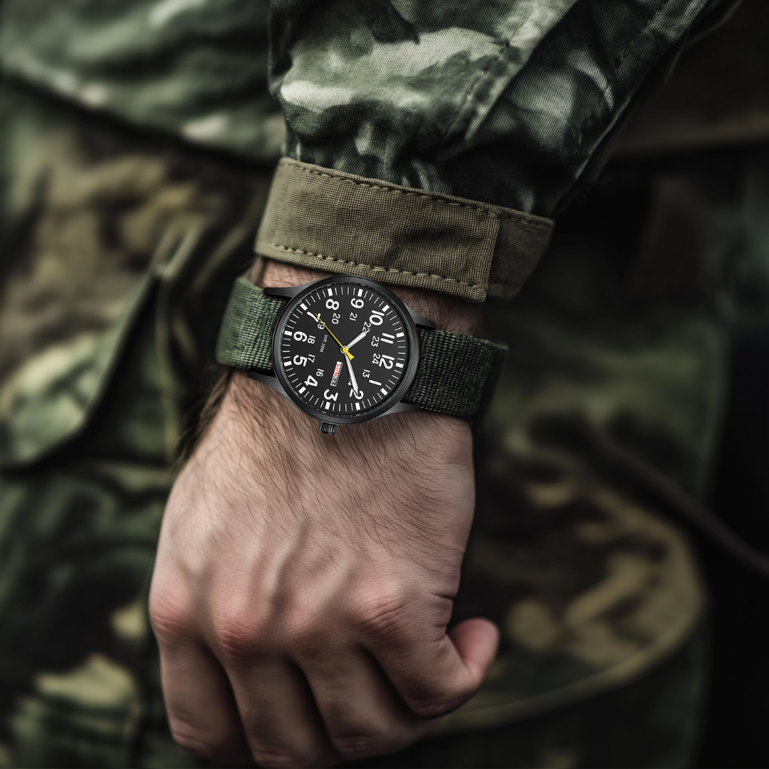 Men’s Rugged Outdoor Watch – Waterproof Military-Style Stainless Steel Timepiece