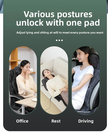 Shiatsu Full Body Back Massager with Heat & Adjustable Seat – Stress & Pain Relief Cushion