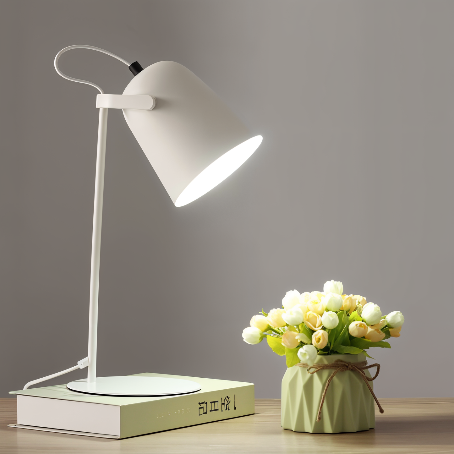 Macaron Desk Lamp – Nordic Yellow Adjustable Table Lamp for Reading & Study