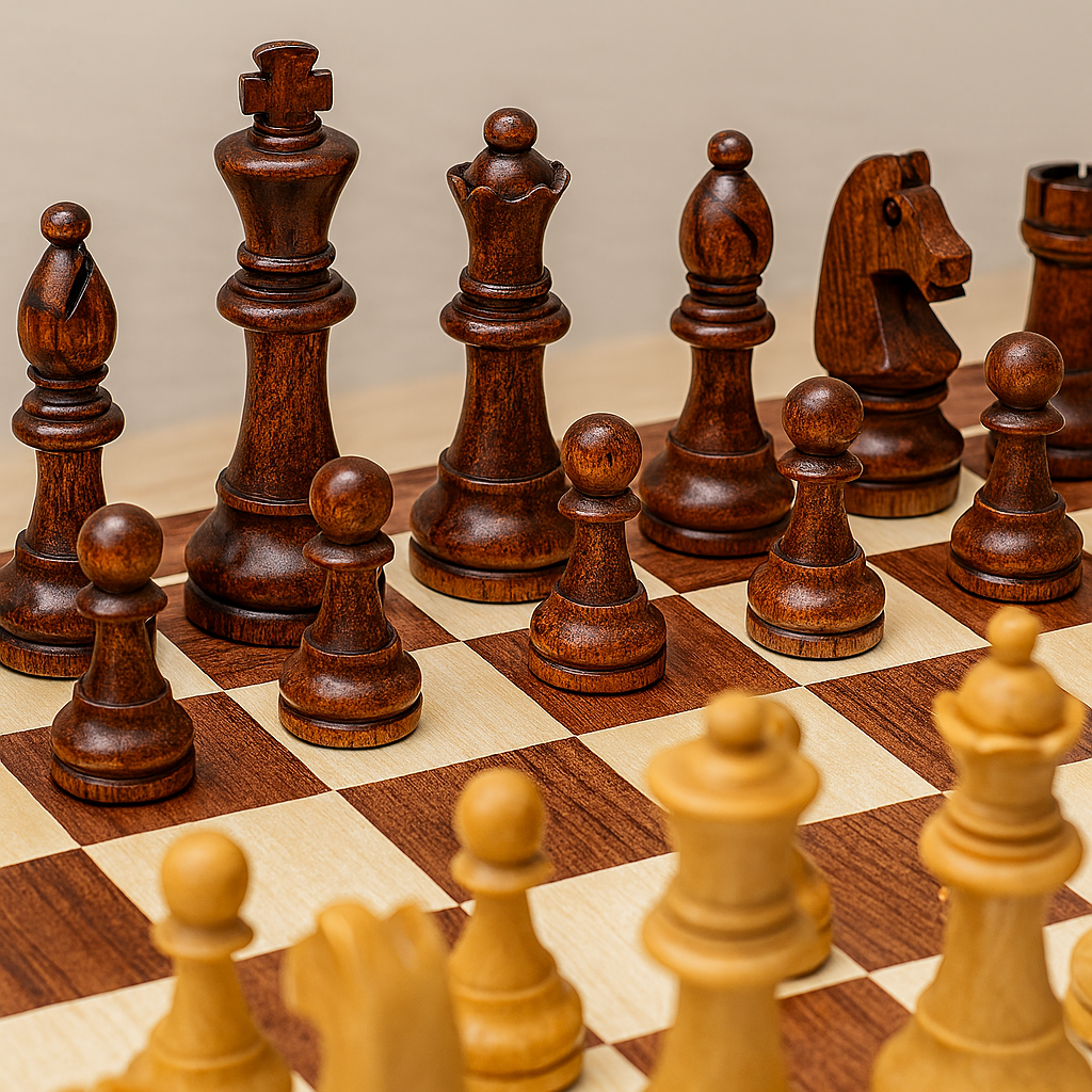 Wooden Chess Set – Tournament Grade Folding Board with Handcrafted Pieces
