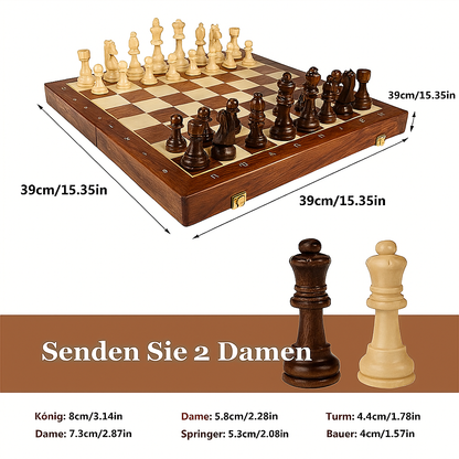 Wooden Chess Set – Tournament Grade Folding Board with Handcrafted Pieces