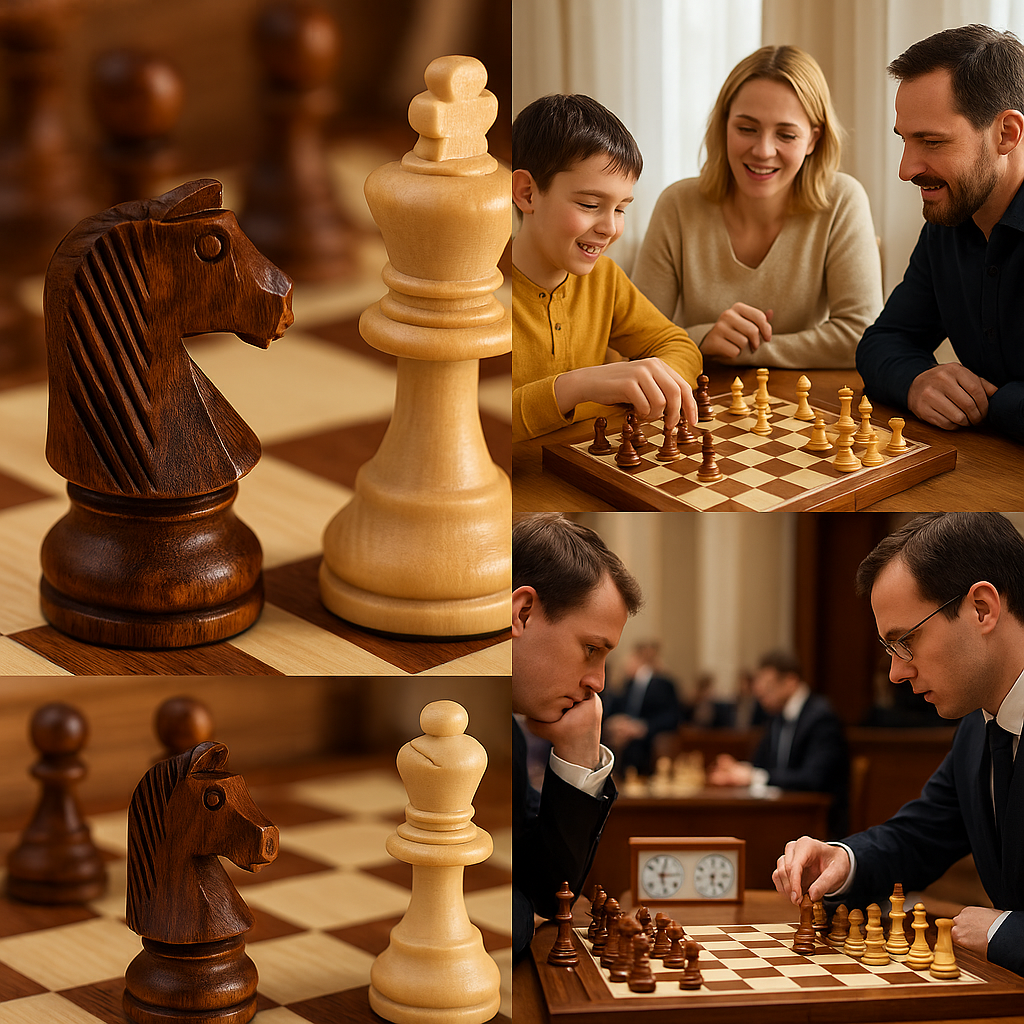 Wooden Chess Set – Tournament Grade Folding Board with Handcrafted Pieces