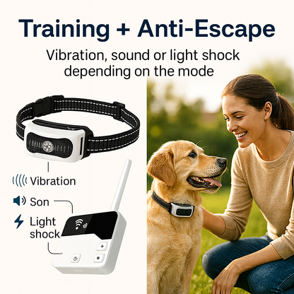 Wireless Dog Fence with Training Collar – 2-in-1 Electric Containment System for Safe Dog Boundaries