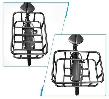 Heavy-Duty Rear Bike Basket with Rack – Large Metal Bicycle Carrier for Groceries, Commutes & E-Bikes