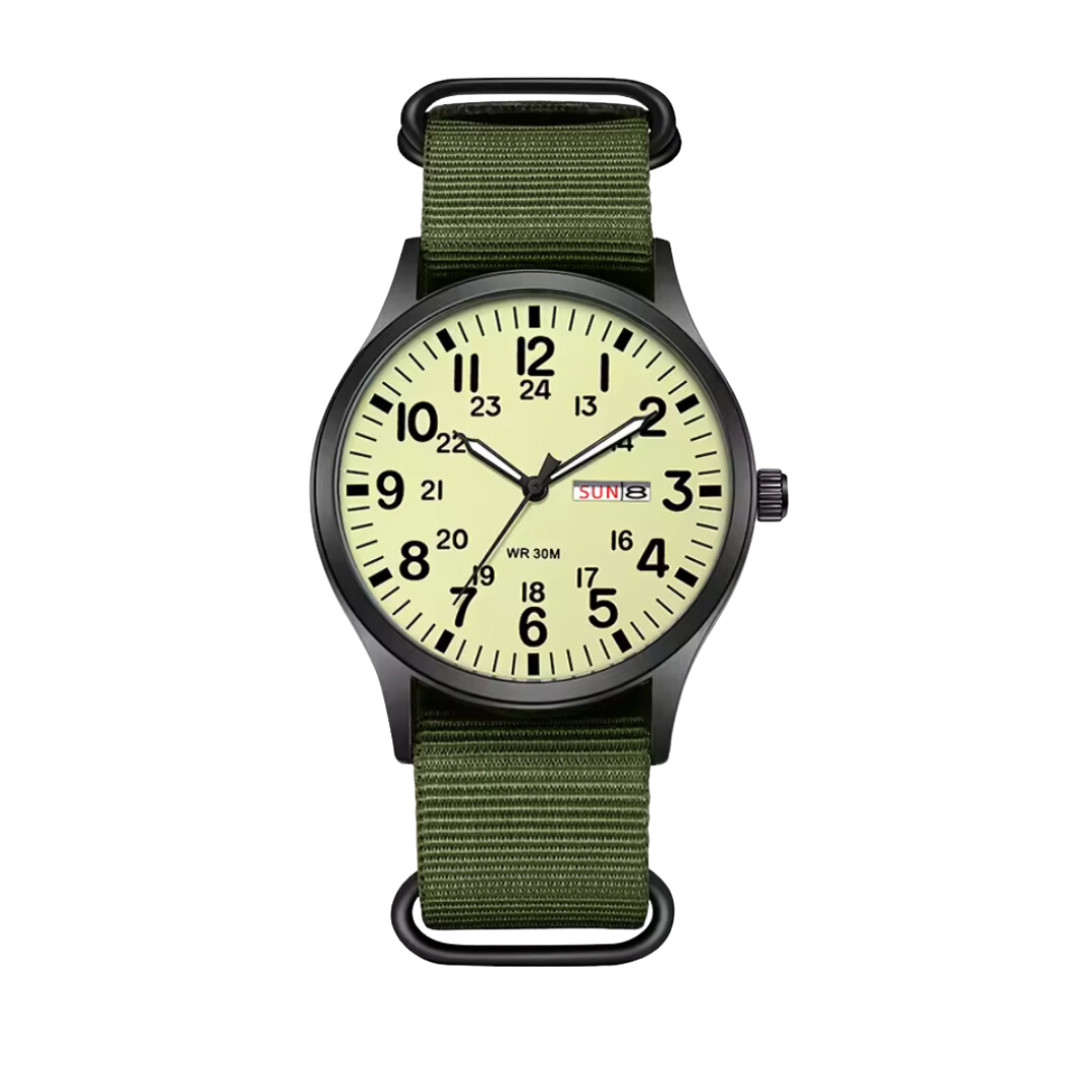 Men’s Rugged Outdoor Watch – Waterproof Military-Style Stainless Steel Timepiece