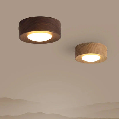 WoodenGlow - Walnut Ceiling Light with LED Spotlight