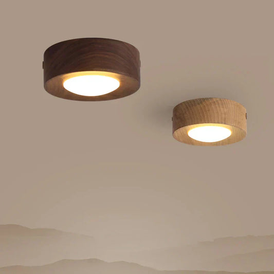 WoodenGlow - Walnut Ceiling Light with LED Spotlight