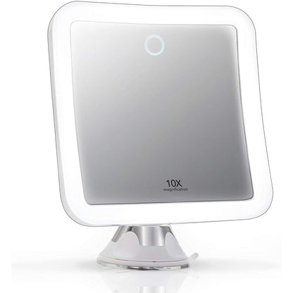 GlowView 10X Lighted Magnifying Mirror with LED & Suction Mount – Portable Makeup Mirror