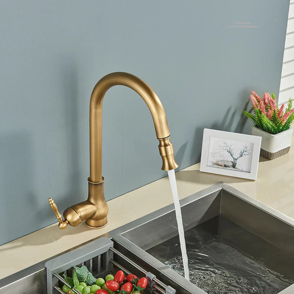 VintageTap Antique Brass Kitchen Tap – Retro Style Mixer Faucet with S ...