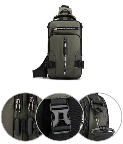 Waterproof Oxford Crossbody Bag, Anti-Theft Sling Bag, USB Charging & Multi-Pocket Design