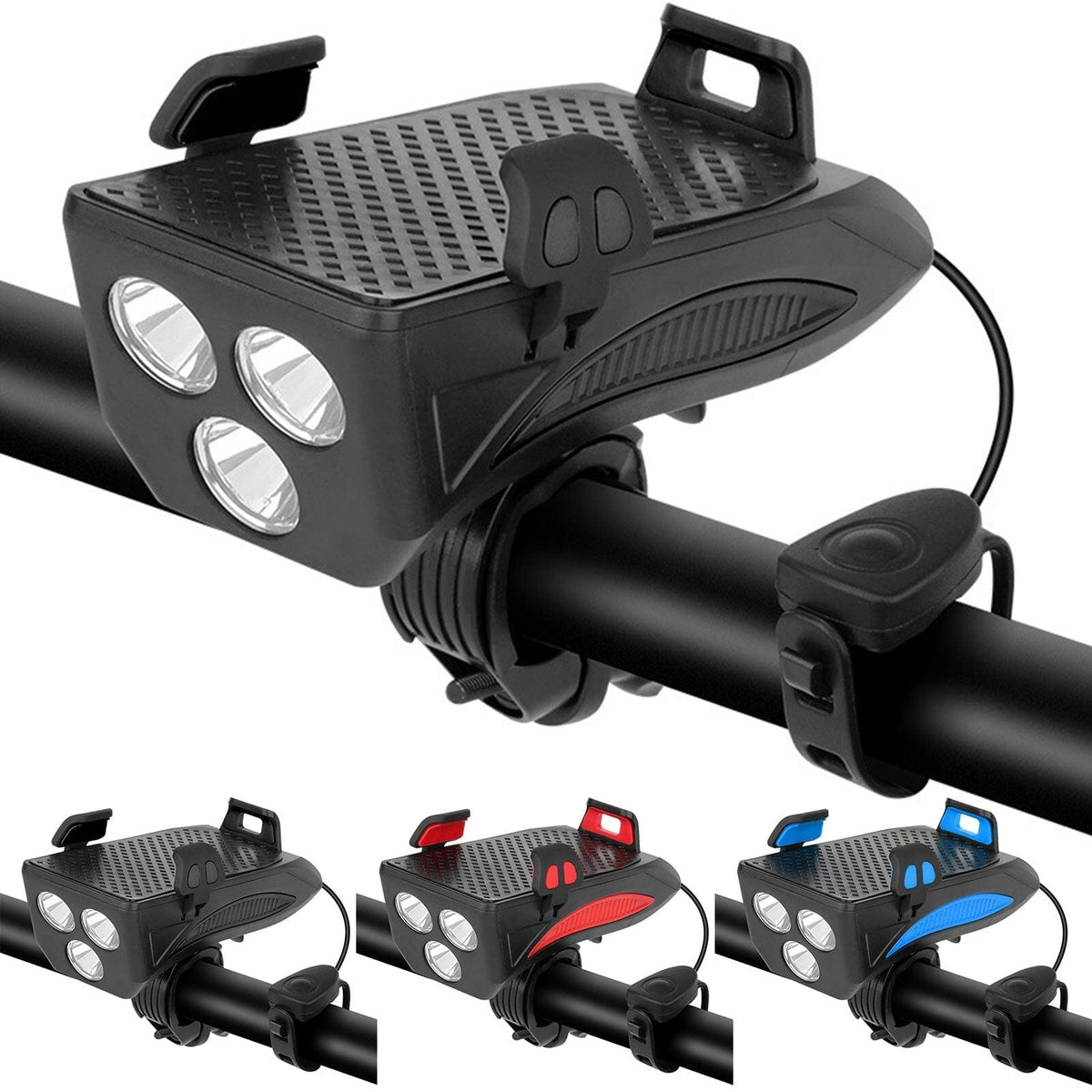RideLight 4-in-1 Bike Light - Power Bank, Phone Holder & Horn - 400 Lumens Waterproof Light