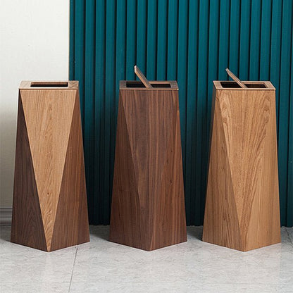 Diamond-Shaped Wooden Bin – Minimalist Wastebasket for Living Room & Office