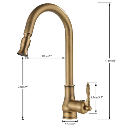 VintageTap Antique Brass Kitchen Tap – Retro Style Mixer Faucet with Swivel Spout