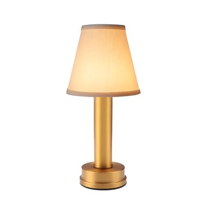 Vintage Flare – Dimmable Aluminium Table Lamp with Fabric Shade | Portable LED Lighting