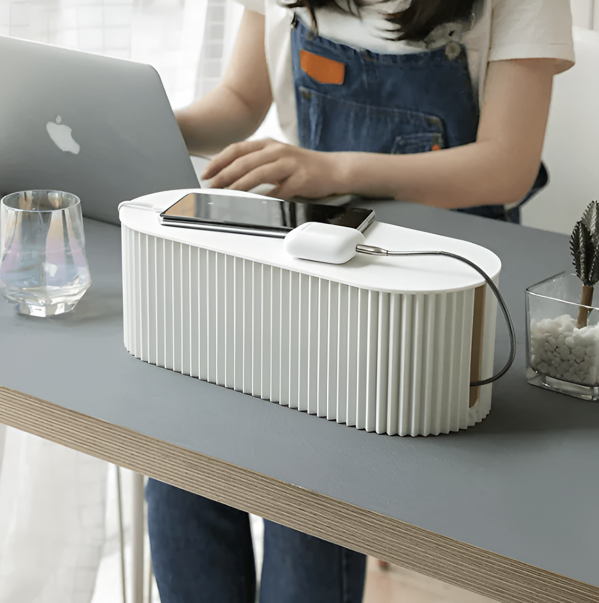 Elegant Cable Organiser Box – Minimalist Cable Storage in Soft Macaron Colours