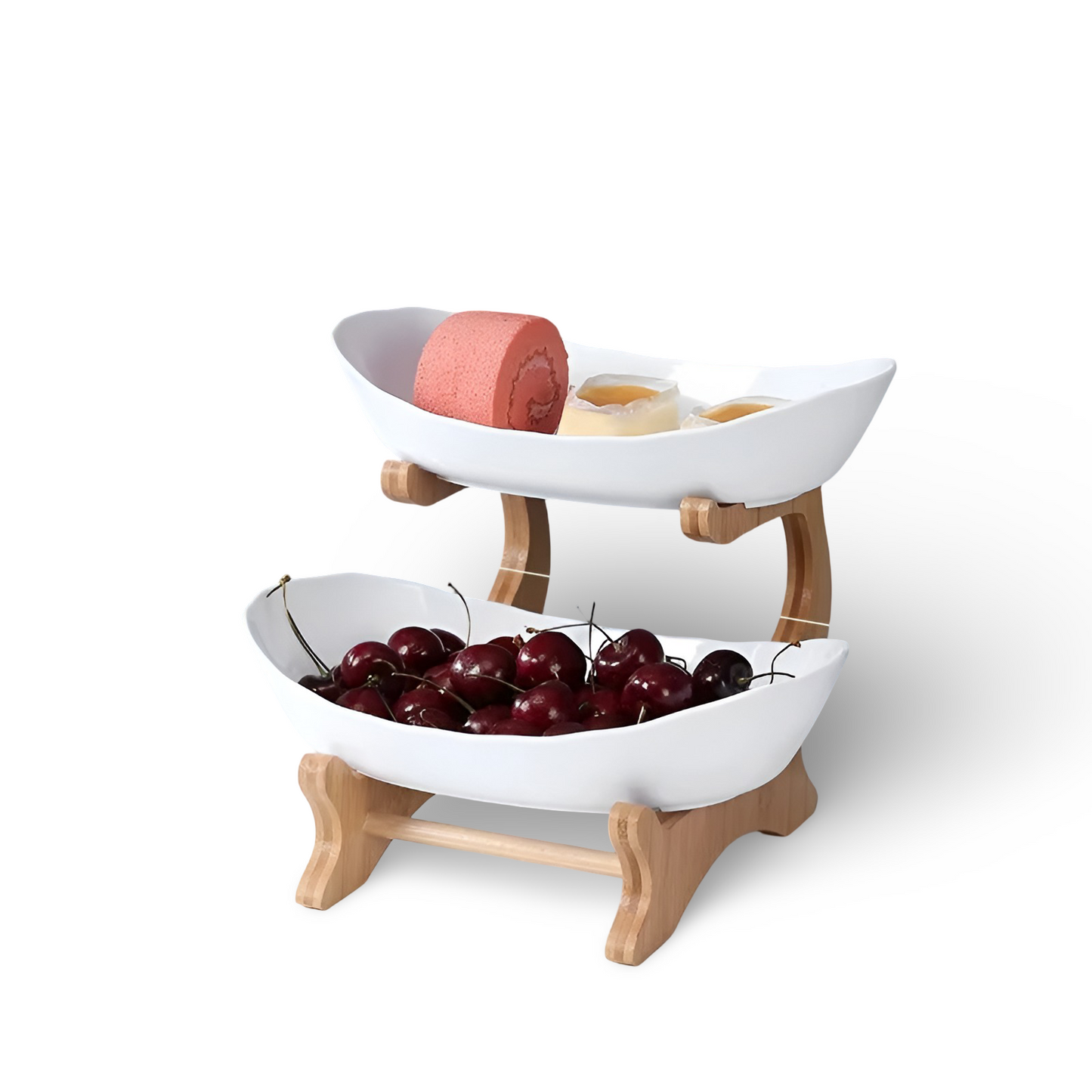 Wooden Tiered Fruit Bowl – Modern Multi-Layer Snack & Fruit Display Stand