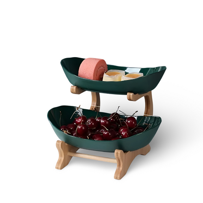 Wooden Tiered Fruit Bowl – Modern Multi-Layer Snack & Fruit Display Stand