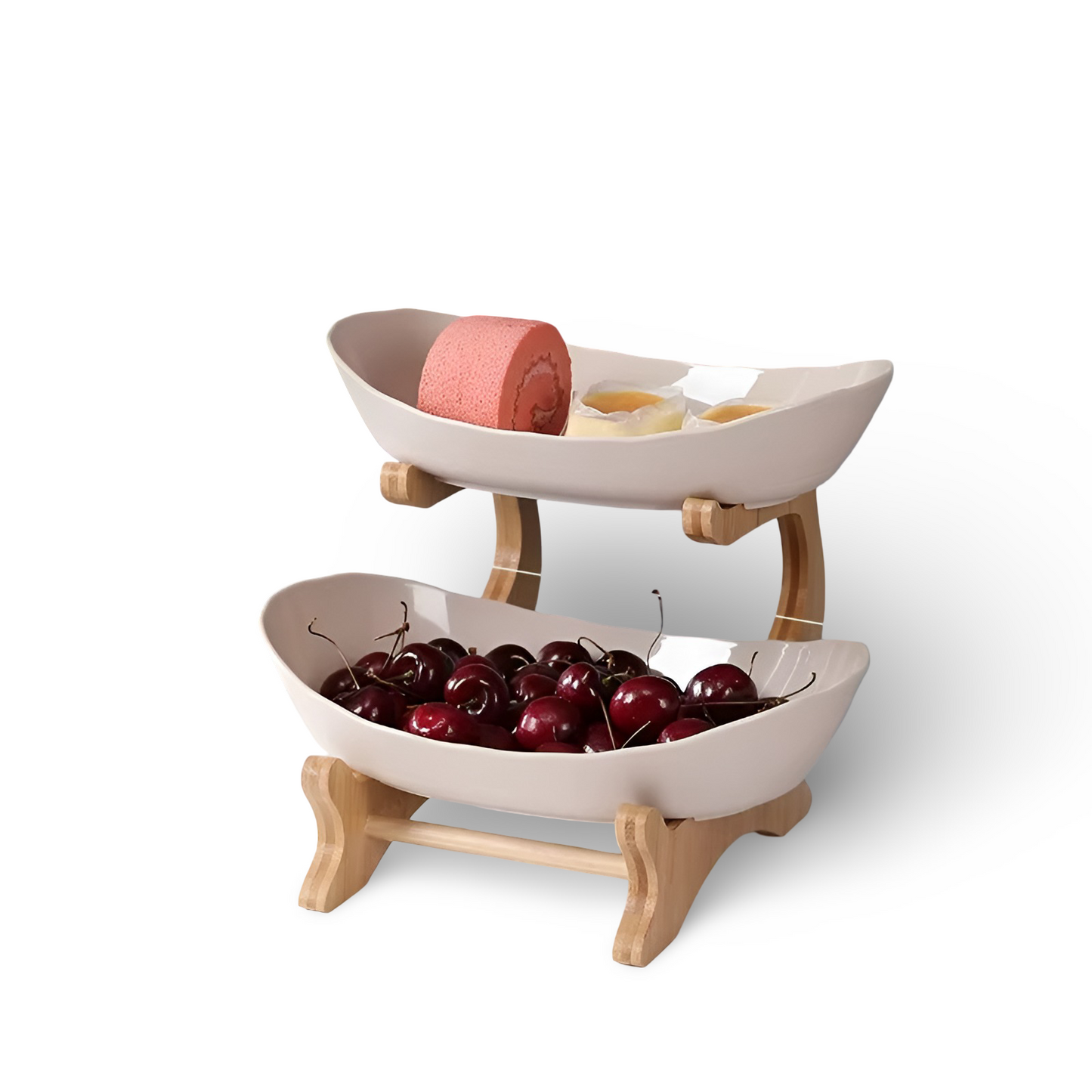 Wooden Tiered Fruit Bowl – Modern Multi-Layer Snack & Fruit Display Stand