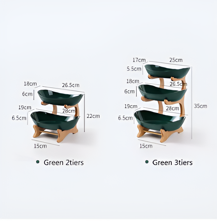 Wooden Tiered Fruit Bowl – Modern Multi-Layer Snack & Fruit Display Stand