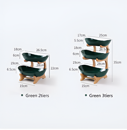 Wooden Tiered Fruit Bowl – Modern Multi-Layer Snack & Fruit Display Stand