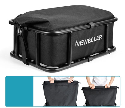 Heavy-Duty Rear Bike Basket with Rack – Large Metal Bicycle Carrier for Groceries, Commutes & E-Bikes