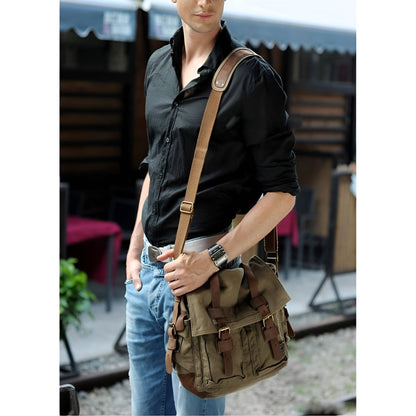 Michael Bag – Vintage Canvas Messenger Bag for Men with Leather Accents