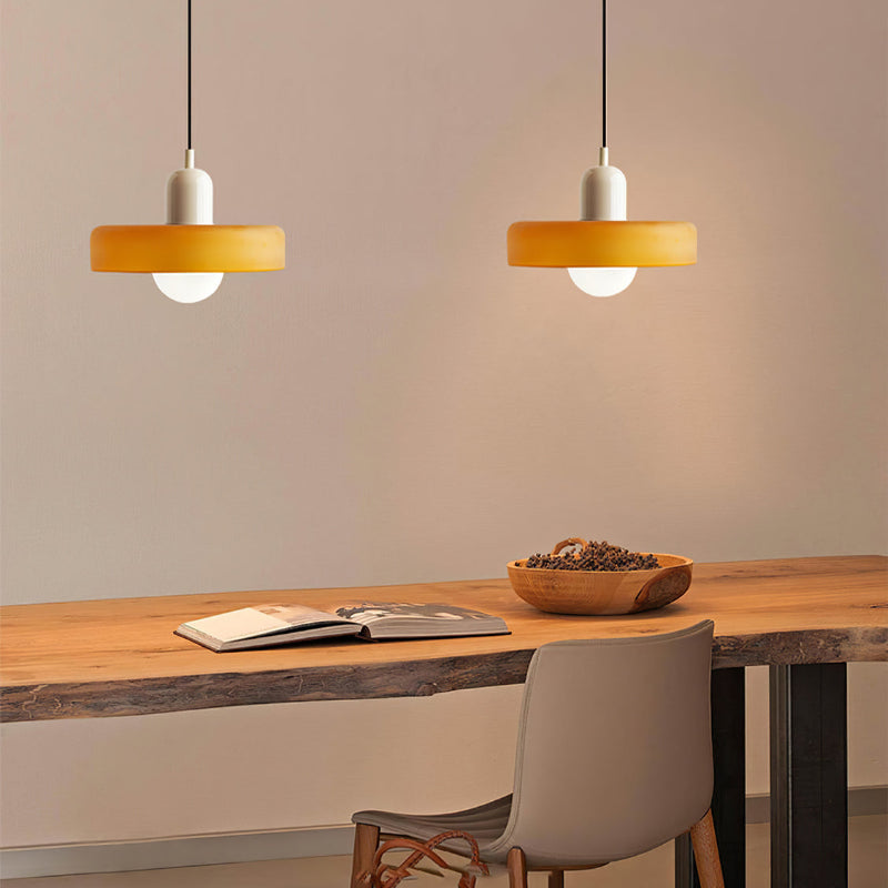 Coloured Glass Pendant Light – Elegant Bauhaus-Style Hanging Lamp for Living Room & Dining Area